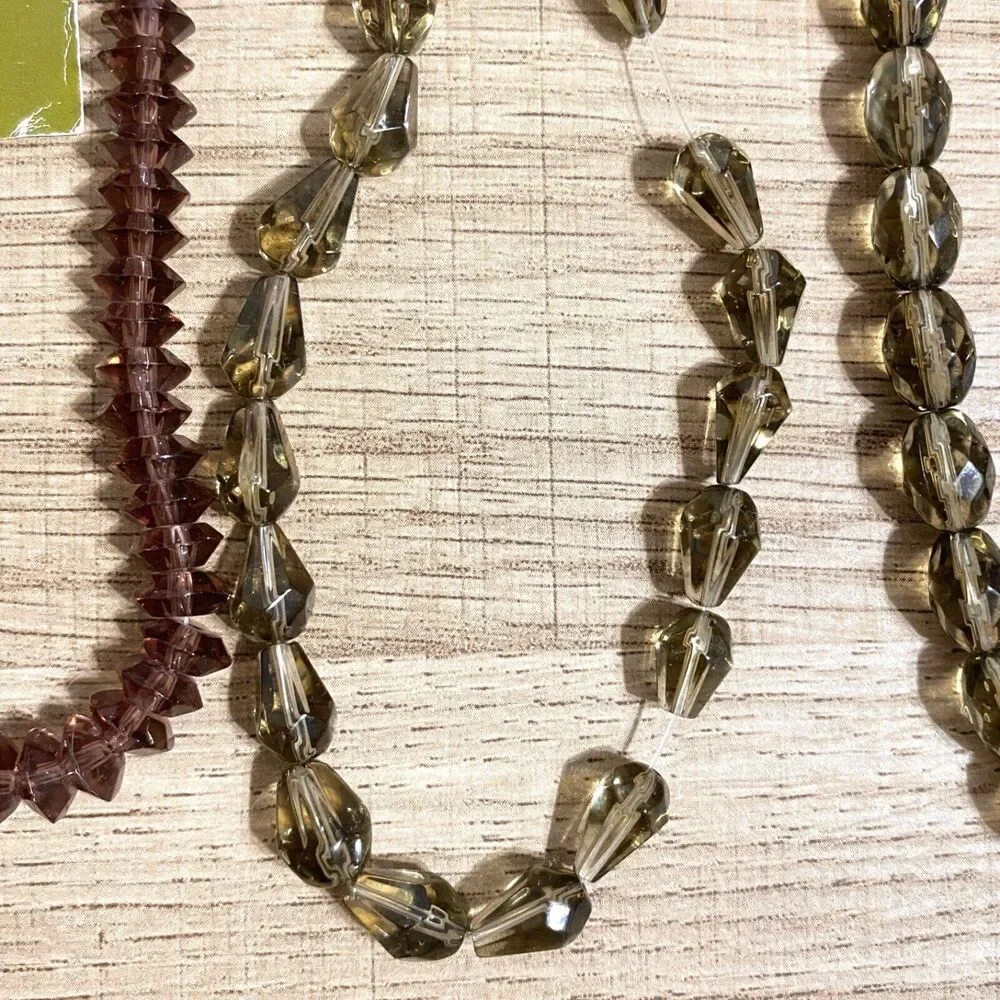 Bead Gallery Faceted Glass Beads Fire Polished Gray Purple Oval Drop Faceted Lot